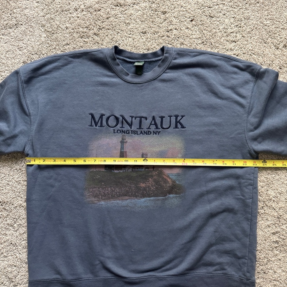 Wild Fable Montauk Embroidered Graphic Oversized Crewneck Sweatshirt Blue Small - Picture 7 of 8